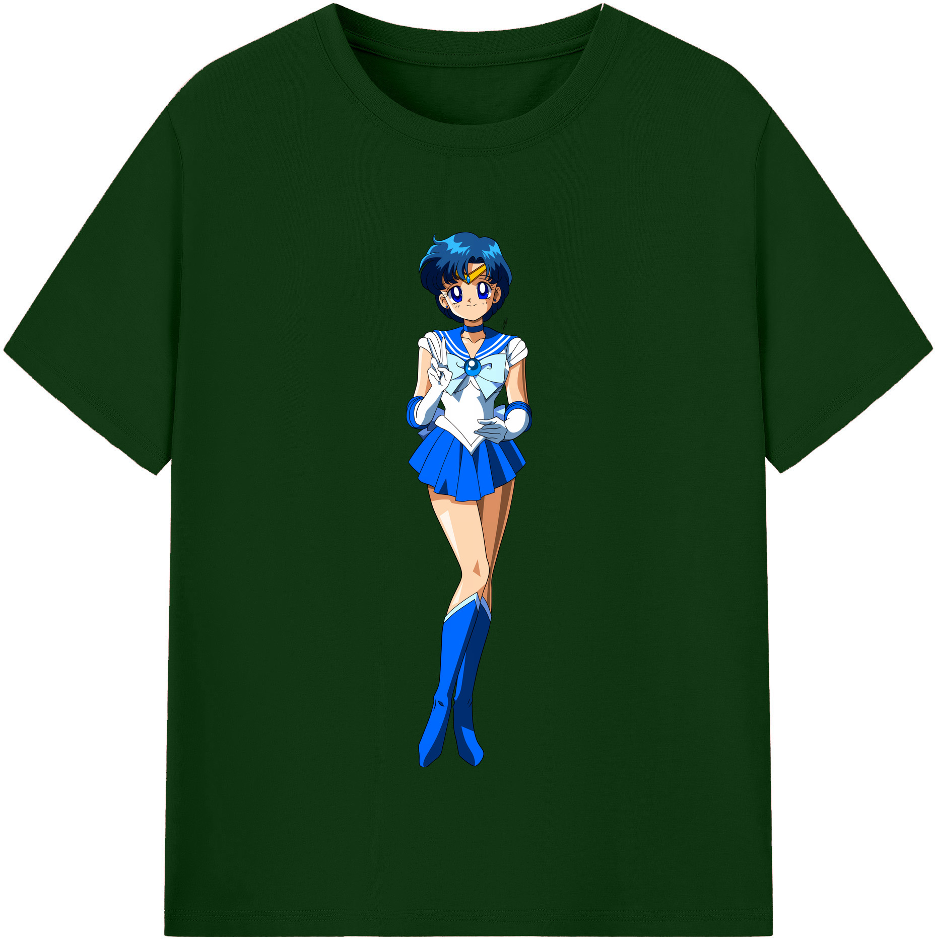 （画像用） 美少女戦士セーラームーン 水野 亜美 みずの あみ Sailor Moon Mizuno Ami 綿100％半袖Tシャツ（フロントプリント）
